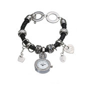 Часы Geneva на браслете Pandora (Черные/Серебро)